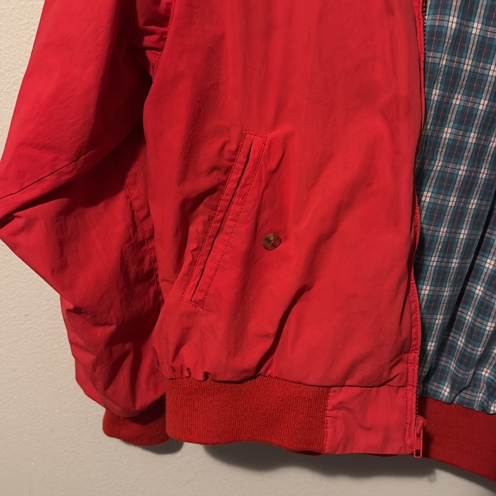Vintage 80s American Eagle Barn Jacket Red Plaid Linging Pockets Zip FUC Flaw - Picture 6 of 16